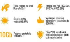 Solarix Inštalačný kábel Solarix CAT6A STP LSOH Dca-s1,d2,a1 650 MHz 500m/cievka SXKD-6A-STP-LSO 