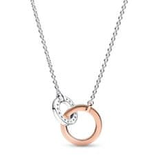 Pandora Strieborný náhrdelník s bicolor príveskom Rose Signature 382778C01-45