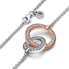 Pandora Strieborný náhrdelník s bicolor príveskom Rose Signature 382778C01-45