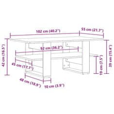 Vidaxl Konferenčný stolík dub artisan 105x55x42 cm kompozitné drevo