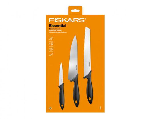 FISKARS Set nožov 3ks ESSENTIAL štartovací 1065583