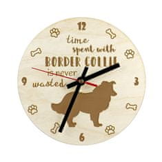 Artdog Border Collie - hodiny so psom, drevené hodiny s gravírovaním, personalizované hodiny od Art-Dog