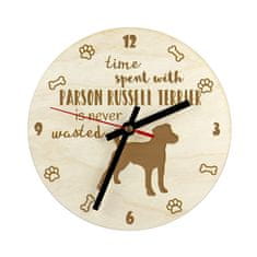 Artdog Parson Russell Terrier - hodiny so psom, drevené hodiny s rytím, personalizované hodiny od Art-Dog