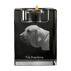 Artdog Fila Brasileiro, Brazílska doga - svietnik s fotkou psíka, krištáľový stojan na čajovú sviečku, personalizovaný darček od Art-Dog