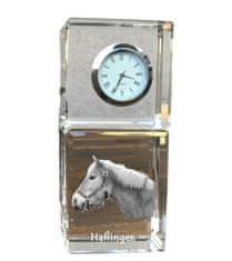 Artdog Haflinger - krištáľové hodinky s fotografiou, fotografia koňa v krištáli, personalizované stolové hodiny od Art-Dog