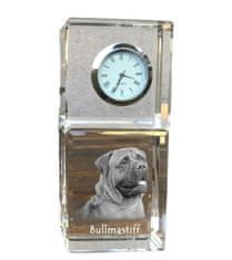 Artdog Bullmastiff, Bulmastiff - krištáľové hodinky s fotografiou, fotografia psa v krištáli, personalizované stolové hodiny od Art-Dog