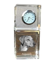 Artdog African Greyhound, Azawakh - krištáľové hodinky s fotografiou, fotografia psa v krištáli, personalizované stolové hodiny od Art-Dog