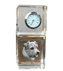 Artdog Norfolk Terrier - krištáľové hodinky s fotografiou, fotografia psa v krištáli, personalizované stolové hodiny od Art-Dog