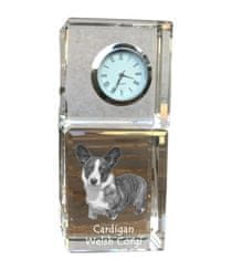 Artdog Cardigan Welsh Corgi I - krištáľové hodinky s fotografiou, fotografia psa v krištáli, personalizované stolové hodiny od Art-Dog