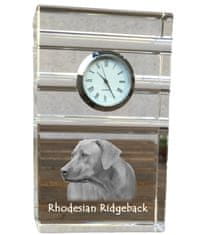 Artdog Rodézsky ridgeback, africký leví pes - sklenené hodiny s fotografiou, fotografia psa v krištáli, personalizované stojace hodinky do kancelárie od Art-Dog