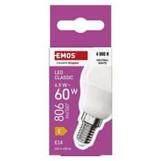 EMOS LED žárovka ZQ1E43 Classic Mini Globe / E14 / 6,5 W (60 W) / 806 lm / neutrální bílá