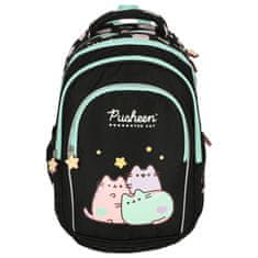 WOWO Pastelový školský batoh Pusheen 16" s 4 priehradkami pre mládež, moderný a praktický batoh pre študentov, ideálny na každodenné nosenie a štúdium.