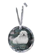 Artdog Coton de Tulear - krištáľová cetka s fotkou, fotky psíka v krištáli, personalizovaný prívesok na vianočný stromček od Art-Dog