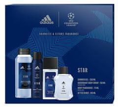 Adidas Champions League Star Edition - voda po holení 100 ml + sprchový gel 250 ml + deodorant ve spreji 15