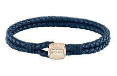 Hugo Boss Modrý pletený náramok z kože Seal 1580668 (Dĺžka 19 cm)