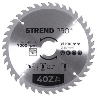 Strend Pro Kotúč Strend Pro TCT 190x2.4x30/20 mm 40T, na drevo, pílový, SK plátky