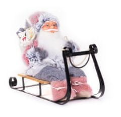 Strend Pro Dekorácia MagicHome Vianoce, Santa na sánkach, sivo - ružový, 46 cm