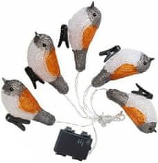 Strend Pro Reťaz MagicHome Vianoce A Bird, 25x LED, IP44, 3xAA, osvetlenie, 5 vtáčikov