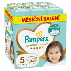 Pampers Plienky jednorazové Premium Care veľ. 5 (148 ks) 11-16 kg - mesačné balenie