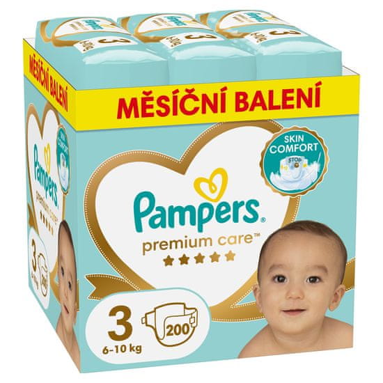 Pampers Plienky jednorazové Premium Care veľ. 3 (200 ks) 6-10 kg - mesačné balenie