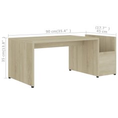 Vidaxl Konferenčný stolík dub sonoma 90x45x35 cm kompozitné drevo