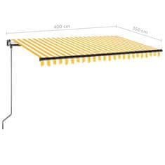 Vidaxl Ručne zaťahovacia markíza s LED 400x350 cm žltá a biela