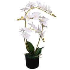 Vidaxl Umelá rastlina, orchidea s kvetináčom 65 cm, biela