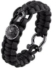 Camerazar Mužský náramok Spartan Helmet Viking Survival, nerezová oceľ, paracord 550, dĺžka 22 cm - Varianta 2