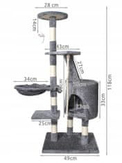 Malatec 7935 Škrabadlo pro kočky 118cm šedá