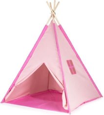 EcoToys Detský stan s drevenou konštrukciou TEEPEE - ružový