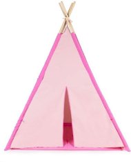 EcoToys Detský stan s drevenou konštrukciou TEEPEE - ružový