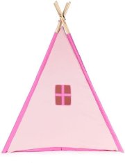 EcoToys Detský stan s drevenou konštrukciou TEEPEE - ružový