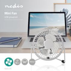 Nedis Ventilátor FNDK1WT10 stolný USB 10 cm, 2,5 W, kovový, biela