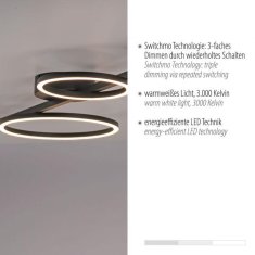 PAUL NEUHAUS JUST LIGHT LED stropné svietidlo čierne svetelné kruhy krokovo stmievateľné 3000K LD 14211-18