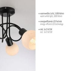 PAUL NEUHAUS JUST LIGHT LED stropné svietidlo čierne 3 ramenné opálové sklo do obývacej izby 3000K LD 12153-18