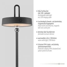 PAUL NEUHAUS JUST LIGHT LED stolná lampa čierna na batérie dotykový stmievač ochrana proti striekajúcej vode USB 2700K LD 19310-18