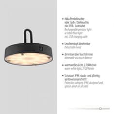 PAUL NEUHAUS JUST LIGHT LED stolná lampa priemer 25cm čierna na batérie USB IP44 stmievateľné dotykom 2700K LD 19303-18