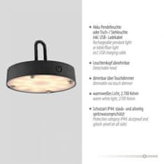 PAUL NEUHAUS JUST LIGHT LED stolná lampa priemer 36cm čierna na batérie USB IP44 stmievateľné dotykom 2700K LD 19304-18