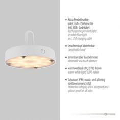 PAUL NEUHAUS JUST LIGHT LED stolná lampa priemer 25cm biele na batérie USB IP44 stmievateľné dotykom 2700K LD 19303-16