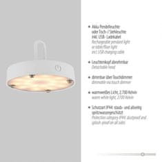 PAUL NEUHAUS JUST LIGHT LED stolná lampa priemer 46cm biele na batérie USB IP44 stmievateľné dotykom 2700K LD 19305-16