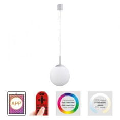 PAUL NEUHAUS JUST LIGHT LED závesné svietidlo Smarthome priemer 20cm strieborná stmievateľné s aplikáciou diaľkový ovládač Tuya RGB/2700-5000K LD 22072-55