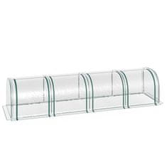 OUTSUNNY Fóliový Skleník Skleník S Dvierkami Studený Rám Na Pestovanie Rastlín Fólia Do Domu Oceľ Pvc Transparent 395 X 100 X 80 Cm 