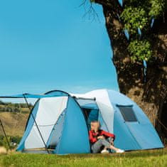 OUTSUNNY Slnečný Rodinný Stan Pre 3 Osoby, Kempingový Stan So Spálňou A Predsieňou, Skupinový Stan S Taškou, Vodný Stĺpec 2000 Mm, Podlážka, Modrá 