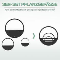 OUTSUNNY Kvetináče Sada 3 Nástenných Kvetináčov Sukulenty Nástenná Váza Kaktusov Oceľová Záhrada Black Garden Obývacia Izba 