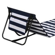 OUTSUNNY Beach Mat Set 2 Skladacích Nastaviteľných Tašiek Taška Na Časopisy Oceľová Oxford Modrá + Biela 