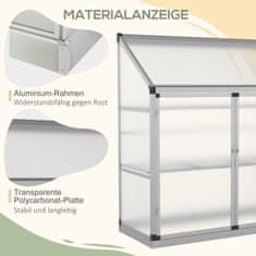 OUTSUNNY Hliníkový Skleník So Základovým Rámom, 3-Úrovňový Studený Rám, 131X58X139,5Cm, Skleníkový Domček 