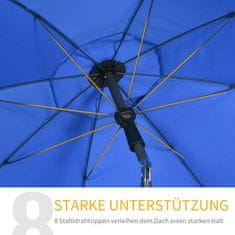 OUTSUNNY Slnečník Ø180Cm Uv Ochrana Plážový Slnečník S Nastaviteľným Sklonom, 8 Vzpier, Oceľ, Modrý 