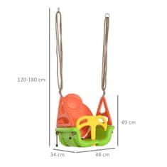 OUTSUNNY Baby Hojdačka Vonkajšie Nastaviteľné Lano, 120-180Cm, Hojdačka Pre Batoľatá Od 9 Mesiacov, Do 70Kg, Zelená 