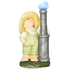 OUTSUNNY Little Boy With Lantern Garden Ornament With Led Solar Light, 56Cm Garden Lighting For Home Decoration, Garden 