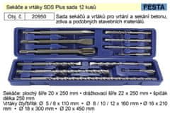 Festa Sekáče a vrtáky SDS Plus sada 12 kusov